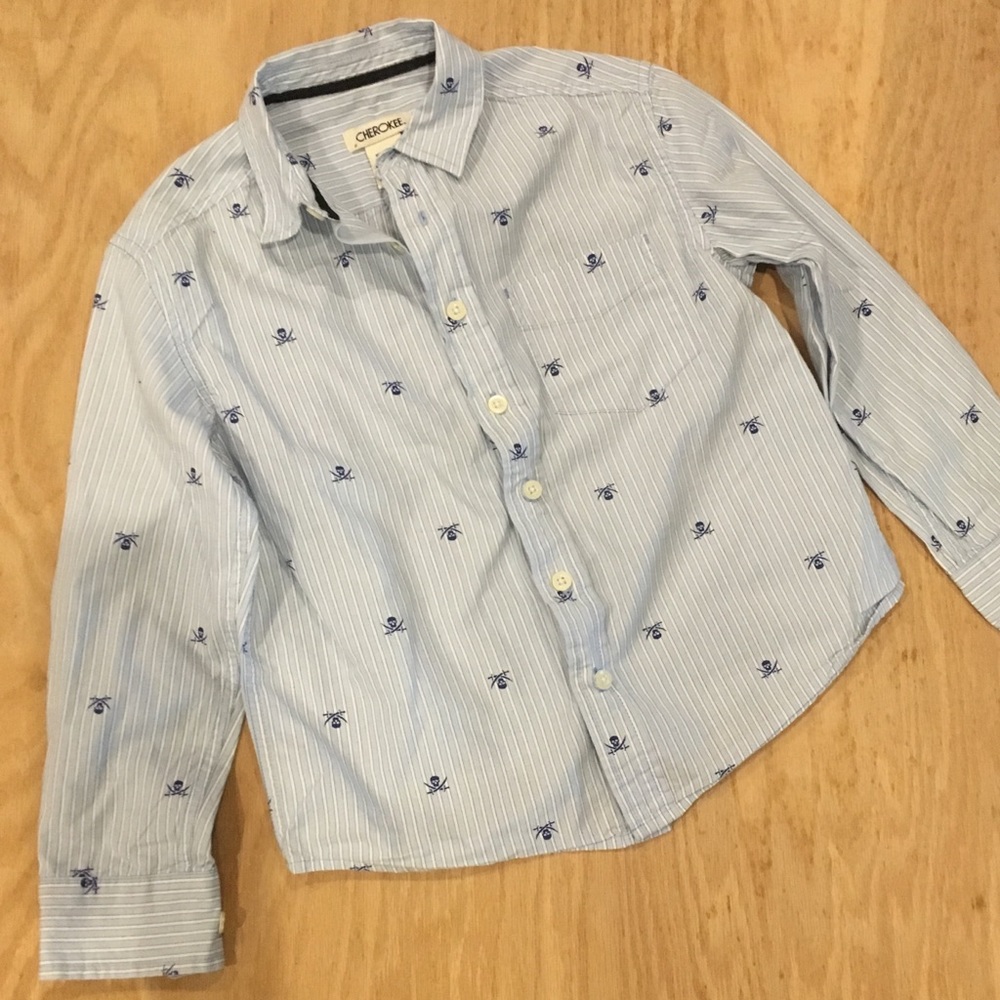 Cherokee skull and sword button down shirt